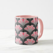 Mug Art déco Lily, Grey / Grey / Coral rose (Devant droit)