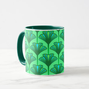 Mug Art Déco Lily, Jade Green et Turquoise