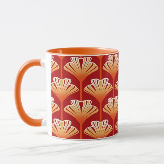 Mug Art Déco Lily, Tangerine Orange et Or (Gauche)