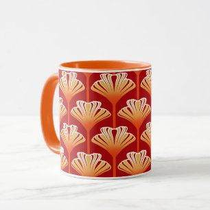 Mug Art Déco Lily, Tangerine Orange et Or