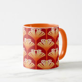 Mug Art Déco Lily, Tangerine Orange et Or (Devant droit)
