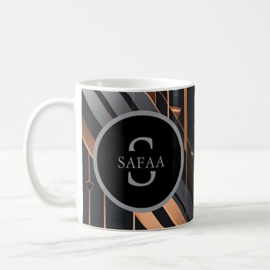 Mug Art Deco Monogram Circle Name Design (Gauche)