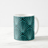 Mug Art Déco : motif ventilateur vert. (Devant droit)