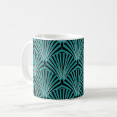 Mug Art Déco : motif ventilateur vert. (Devant gauche)