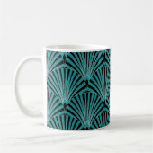 Mug Art Déco : motif ventilateur vert. (Gauche)