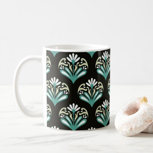 Mug Art Déco noir et sarcelle (Avec donut)