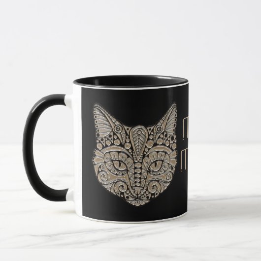 Mug Art déco or noir chat de style égyptien (Gauche)