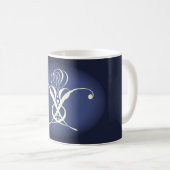 Mug Art déco rose bleue (Devant droit)