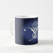 Mug Art déco rose bleue (Devant gauche)