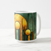 Mug Art Déco Turquoise Green Gold Sun (Devant droit)
