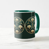 Mug Art Déco Vert Or Blanc Vintage (Devant droit)