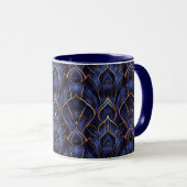 Mug Art Déco Whimsical Vintage Bleu Floral (Devant droit)