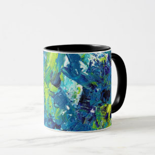 Mug Art décoratif bleu et jaune do-it-yourself - Peint