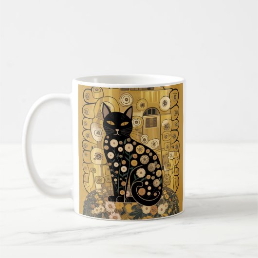 Mug Art décoratif de chat noir dans le style de Gustav (Gauche)