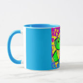 Mug Art design bleu jaune vert fleur motif (Gauche)