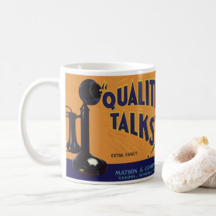 Mug Art d'étiquette de caisse de fruits vintage, télép