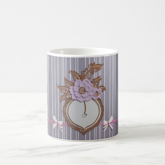 Mug art d'IA à rayures grises (Centre)