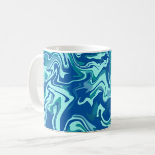 Mug Art d'onde fluide Abstrait avec des rouleaux bleus