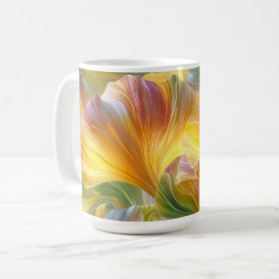 Mug Art floral abstrait avec des pétales jaunes