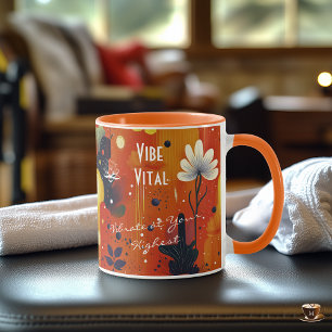 Mug Art floral abstrait de bien-être dans des tons ter