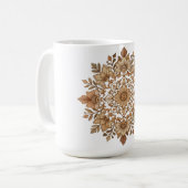 Mug Art floral mandala complexe tons bruns (Devant gauche)