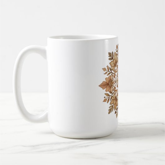 Mug Art floral mandala complexe tons bruns (Gauche)