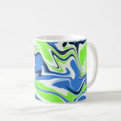 Mug Art fluide abstrait avec des vagues bleues et vert (Devant droit)