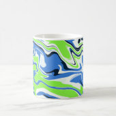 Mug Art fluide abstrait avec des vagues bleues et vert (Centre)