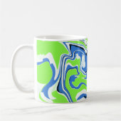Mug Art fluide abstrait avec des vagues bleues et vert (Gauche)
