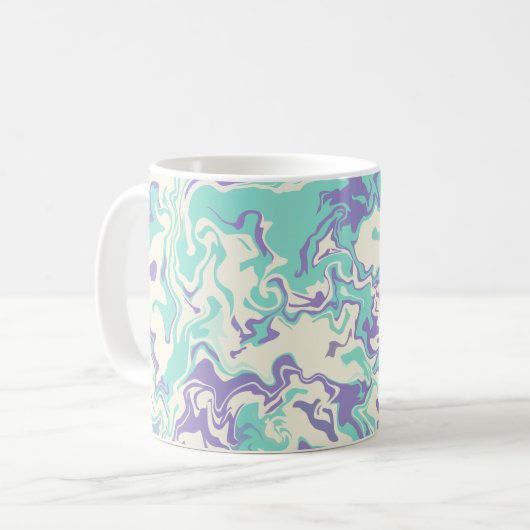 Mug Art fluide abstrait avec des vagues violettes et c (Devant gauche)