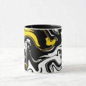 Mug Art fluide abstrait avec noir, blanc et jaune (Centre)