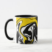 Mug Art fluide abstrait avec noir, blanc et jaune (Gauche)