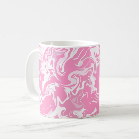 Mug Art fluide abstrait en rose et blanc (Devant gauche)
