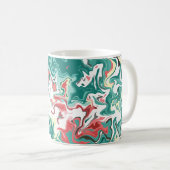Mug Art fluide abstrait en vert, blanc et rouge (Devant droit)