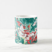 Mug Art fluide abstrait en vert, blanc et rouge (Centre)