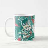 Mug Art fluide abstrait en vert, blanc et rouge (Gauche)