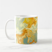 Mug Art fluide abstrait jaune, orange et vert (Gauche)