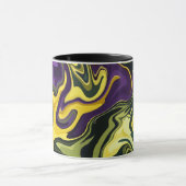 Mug Art fluide abstrait jaune, violet et vert (Centre)