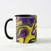 Mug Art fluide abstrait jaune, violet et vert (Gauche)
