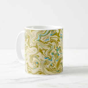 Mug Art fluide abstrait Moutarde et Bleu