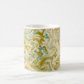 Mug Art fluide abstrait Moutarde et Bleu (Centre)