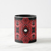 Mug Art fluide acrylique abstrait rouge labyrinthique (Centre)