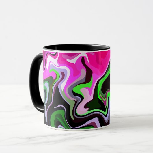Mug Art fluide avec des perruques roses et vertes vibr (Devant gauche)