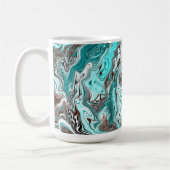 Mug Art fluide en marbre turquoise et noir (Gauche)