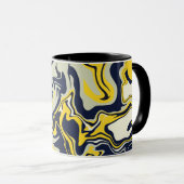 Mug Art fluide en vert olive clair, jaune et crème (Devant droit)