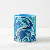 Mug Art fluide tranquille avec tourbillons bleus et aq (Centre)