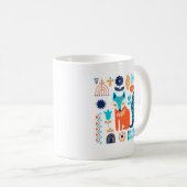 Mug Art folk Fox modèle floral | Nature (Devant droit)