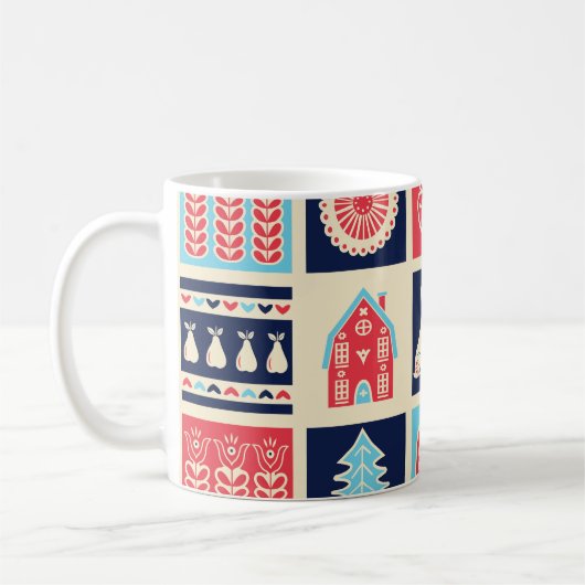 Mug Art folklorique scandinave : vintage floral. (Gauche)