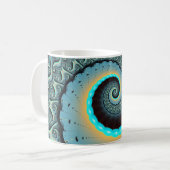 Mug Art fractal abstrait bleu turquoise orange Spirale (Devant gauche)