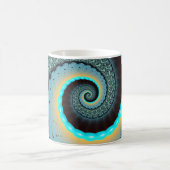 Mug Art fractal abstrait bleu turquoise orange Spirale (Centre)